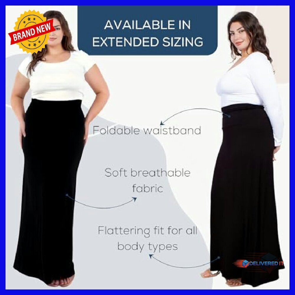 Soft Stretchy Rayon Maxi Skirt High Waist Flowy Boho Casual Dressy - Picture 4 of 7
